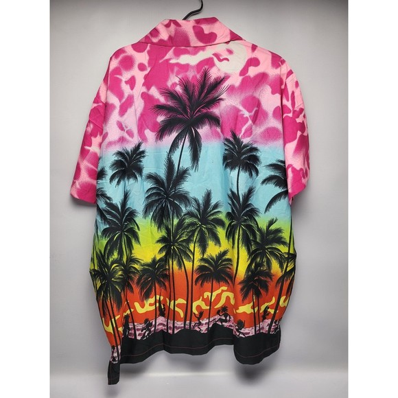 V.H.O. Mens Colorful Hawaiian Beach Short Sleeve Shirt - Picture 2 of 7